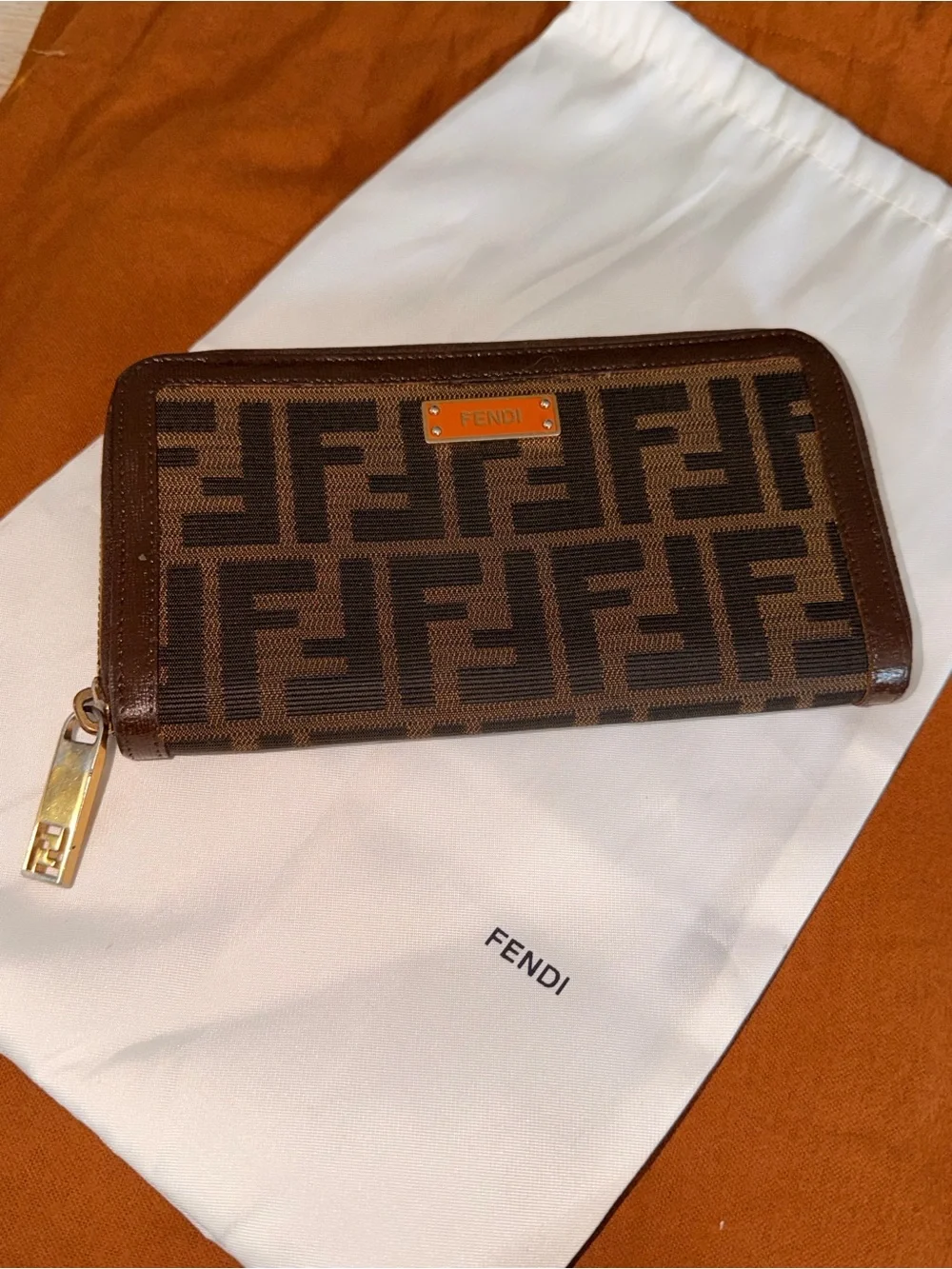 Fendi Brown Zucca Print Canvas Wallet COA included